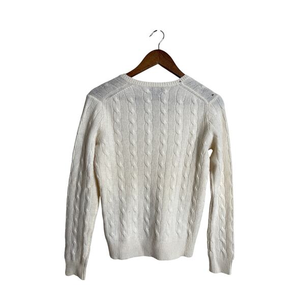 Polo Ralph Lauren Wool Cashmere Cable Knit Sweater Cream Womans Small (FLAWED) - Picture 4 of 10